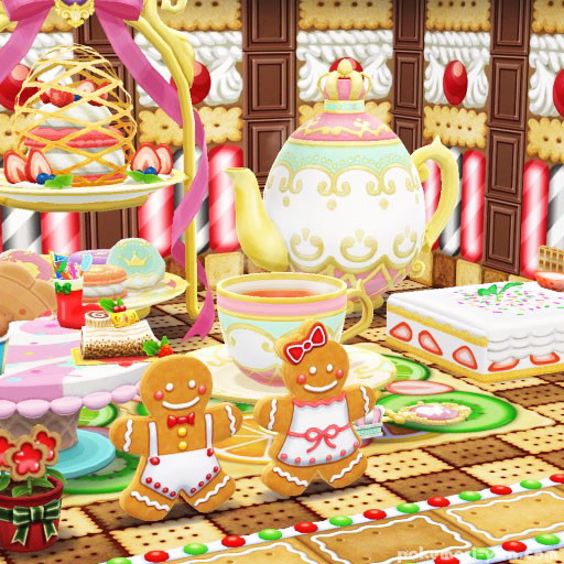 ポケ森 お菓子の家の壁紙 床がかわいい レイアウト例をご紹介